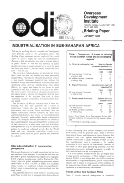 Industrialisation in Sub-Saharan Africa