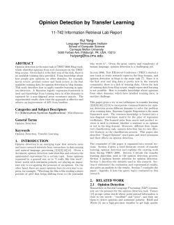 Opinion Detection by Transfer Learning