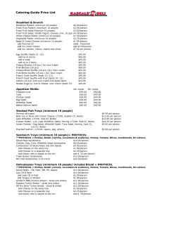 Catering Guide Price List