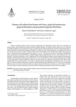 Primary cell culture from human oral tissue: gingival keratinocytes