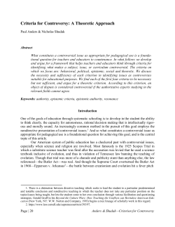 Criteria for Controversy: A Theoretic Approach