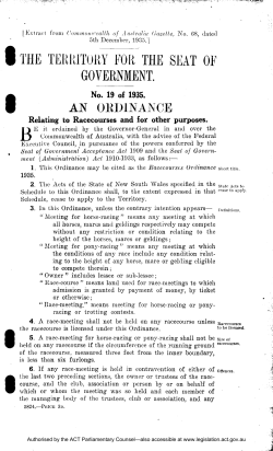 THE TERRITORY FOR THE SEAT OF GOVERNMENT. AN