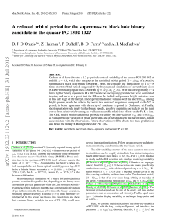 A reduced orbital period for the supermassive black hole binary
