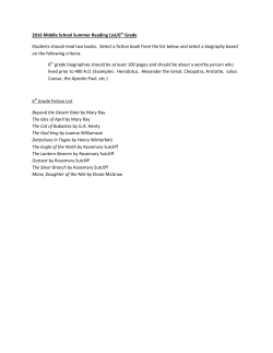 2016 Middle School Summer Reading List/6th Grade Students
