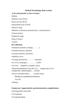 Medical Parasitology final revision A) In each parasite we have to