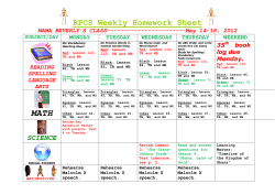 RPCS Weekly Homework Sheet