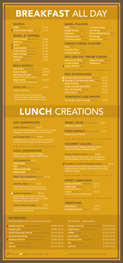 Einstein`s Bros. Bagels Menu