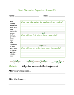 Seed Discussion Organizer: Sonnet 29 Think&hellip; Why do we read