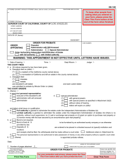 DE-140 ORDER FOR PROBATE - Los Angeles Superior Court