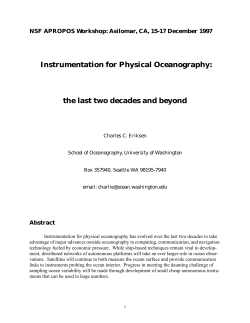 Instrumentation for Physical Oceanography: the last two