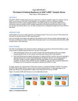 The Impact of Hadoop Resiliency on SAS® LASR