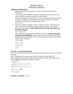 Module 5 Lesson 2 Operations on Radicals Addition and