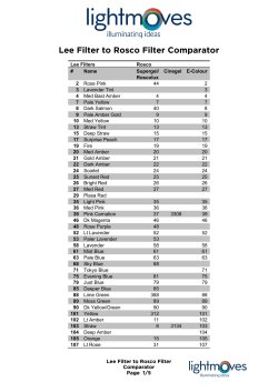 Lee Filter to Rosco Filter Comparator