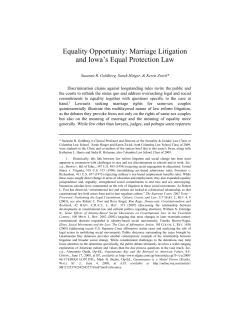 Marriage Litigation and Iowa`s Equal Protection Law