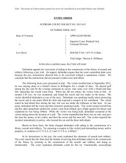 ENTRY ORDER SUPREME COURT DOCKET NO. 2015