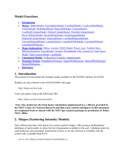 Model Functions 1. Introduction 2. Shapes (Scattering