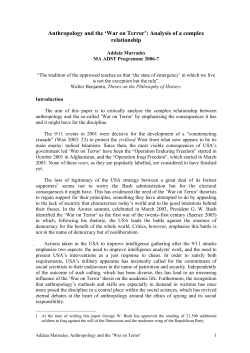 Anthropology and the `war on terror`: analysis of a complex relationship