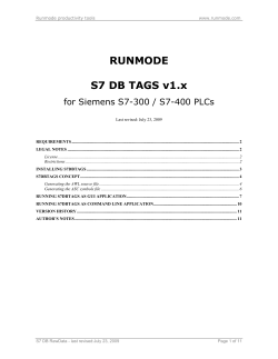 RUNMODE S7 DB TAGS v1.x