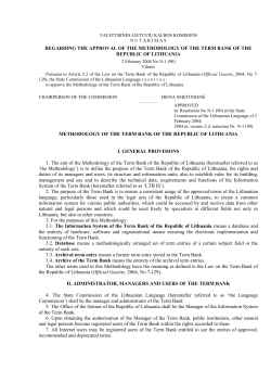 Methodology of the Term Bank of the Republic of Lithuania