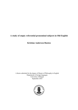 A study of empty referential pronominal subjects in Old English