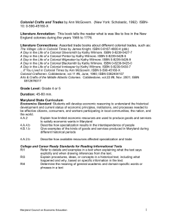Colonial Crafts and Trades - Maryland Council on Economic