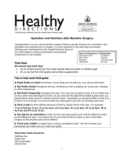 Hydration and Nutrition after Bariatric Surgery