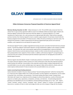 1 Gildan Activewear Announces Proposed Acquisition of American