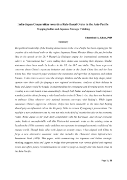 India-Japan Cooperation towards a Rule