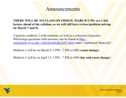 Lecture 17 (Mar 2) - West Virginia University