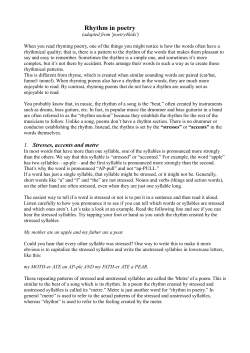 Rhythm in poetry - CATHOLIC CURRICULUM ON A SHOESTRING