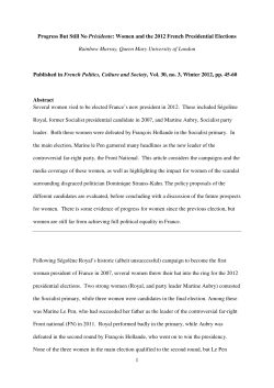 French Politics, Culture and Society 2012, vol. 30(3)