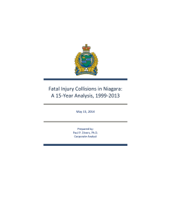 Fatal Injury Collisions in Niagara: A 15-Year Analysis, 1999-2013