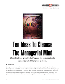 Ten Ideas To Cleanse The Managerial Mind