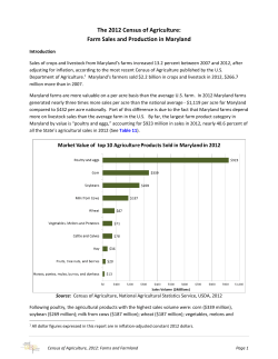 Farm Sales and Production in Maryland