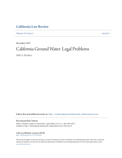 California Ground Water: Legal Problems