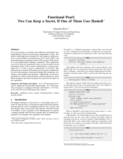Two Can Keep a Secret, If One of Them Uses Haskell