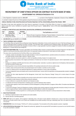 Chief Ethics Officer - State Bank of India