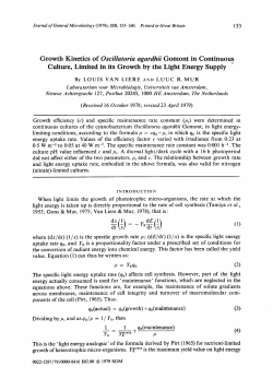 Growth Kinetics of Oscillatoria agardhii Gomont in