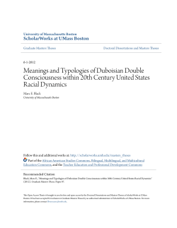 Meanings and Typologies of Duboisian Double Consciousness