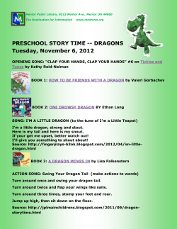 PRESCHOOL STORY TIME -- DRAGONS Tuesday