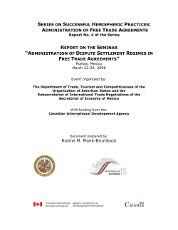 administration of dispute settlement regimes in free trade agreements