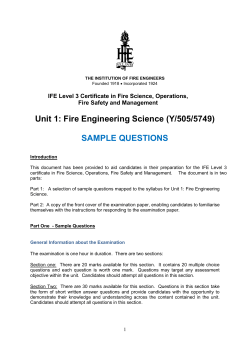 Unit 1: Fire Engineering Science (Y/505/5749) SAMPLE QUESTIONS