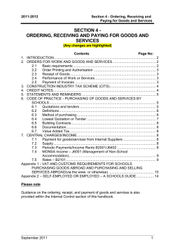 procedures for ordering, receiving and paying for goods and services