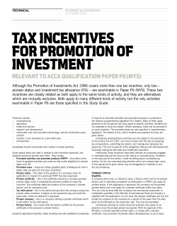 tax incentives for promotion of investment