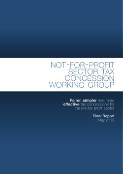 final report of the Not for Profit Sector Tax Concession Working Group