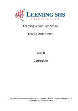 Leeming Senior High School English Department Year 8 Curriculum