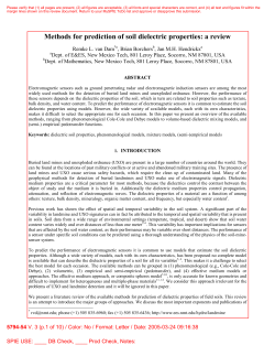 Methods for prediction of soil dielectric properties: a review