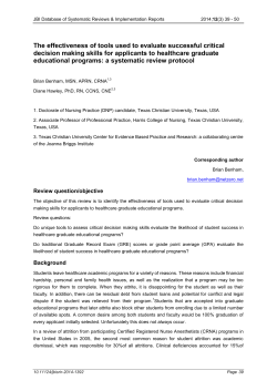 The effectiveness of tools used to evaluate successful critical