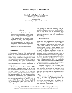 Emotion Analysis of Internet Chat