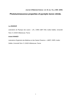 Photoluminescence properties of pyrolytic boron nitride.